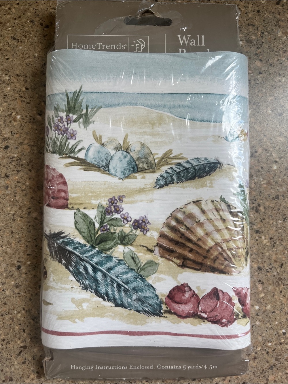 🇺🇸Coastal Seashell Wallpaper Border - 7” x 15 ft - Blue, Green & Tan